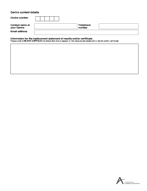 Replacement Statement of Results/Certificate Application