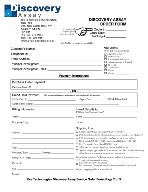 Eve Technologies Discovery Assay Service Order Form