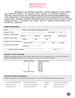 USA Swimming Outreach Program Application
