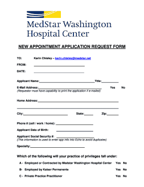 New Appointment Application Request Form