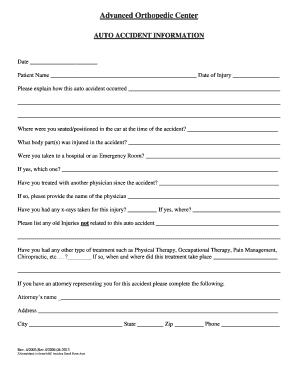 Auto Accident Information Form