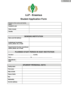 Erasmus Student Application Form