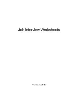 Job Interview Worksheets