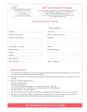 Eye Donation Pledge Form