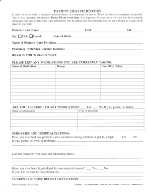 Patient Health History Form