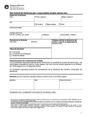 Leave License Application for Unpaid Personal Matters