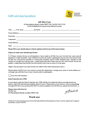 Gift Aid Declaration Form