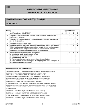 Residual Current Device (RCD) Maintenance Schedule