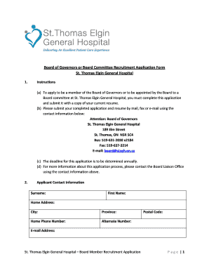 Board of Governors or Board Committee Recruitment Application - stegh on