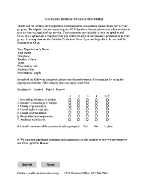 Evaluation Form - Cooperative Communicators Association