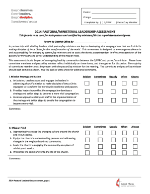 2014 Pastoral Leadership Assessment Form