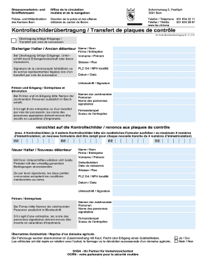 Formulaire de transfert de plaques de contrôle