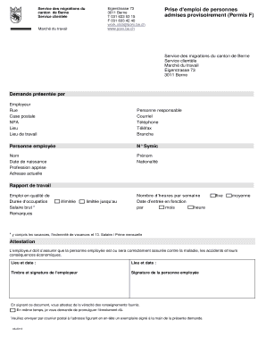 Demande de prise d’emploi