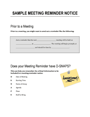 Meeting Notice Template from www.pdffiller.com