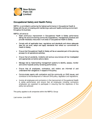 Occupational Safety and Health Policy