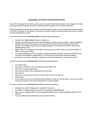 IRS Tax Return Transcript Request