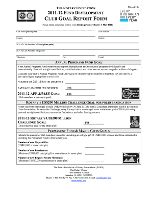 Rotary Club Goal Report Form