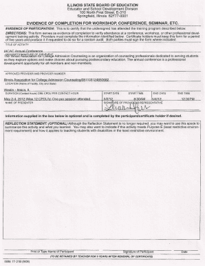 Illinois Conference Attendance Certificate