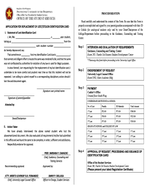 Application for Replacement of Lost/Stolen Identification Card