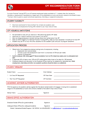 CPT Recommendation Form