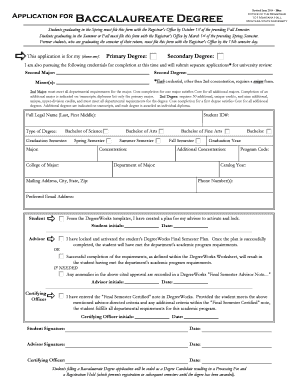 Baccalaureate Degree Application
