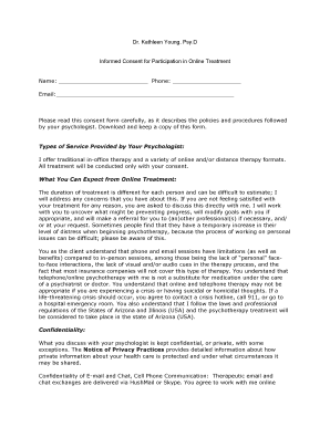Informed Consent for Online Treatment