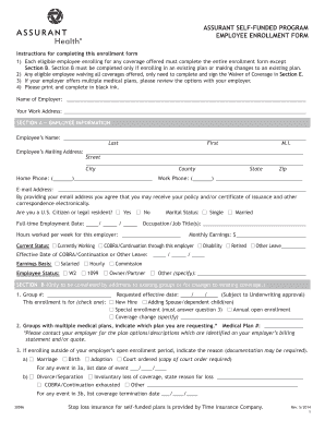 Assurant Self-Funded Program Employee Enrollment Form