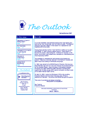 Spring Summer b2007b - Mood Disorders Association of Manitoba - mooddisordersmanitoba