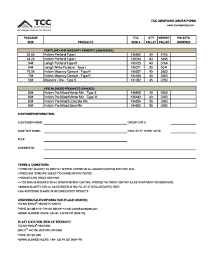 TCC Medford Order Form