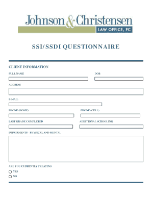 SSISSDI QUESTIONNAIRE