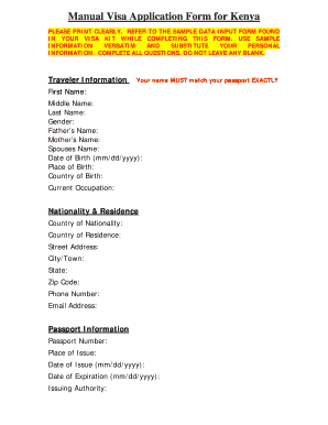 Kenya Visa Application Form