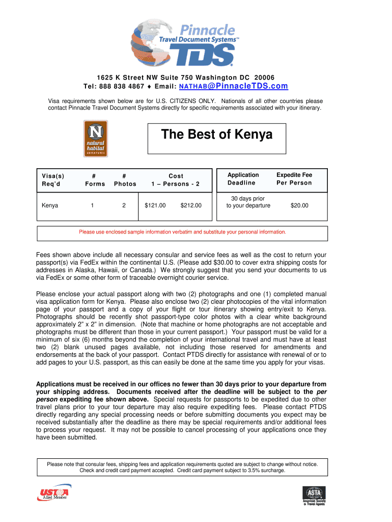 Fillable Online The Best of Kenya Fax Email Print pdfFiller