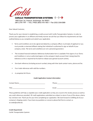 Carlile Transportation Systems Credit Application