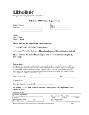 HIPAA Patient Request Form