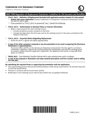 New York Regulation 60 Forms Packet for Life Insurance and Annuity Replacements