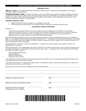 Arizona Authorization to Receive Information From and Disclose Information to MIB, Inc.