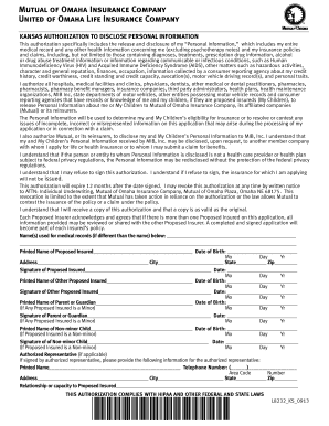 Kansas Authorization to Disclose Personal Information