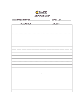 Filling out a deposit slip - DEPOSIT SLIP - CSAFE