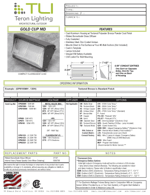 Architectural Outdoor Lighting Order Form