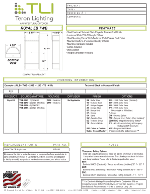 Architectural Outdoor Lighting Order Form