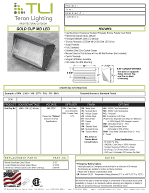 Gold Cup MD LED Order Form