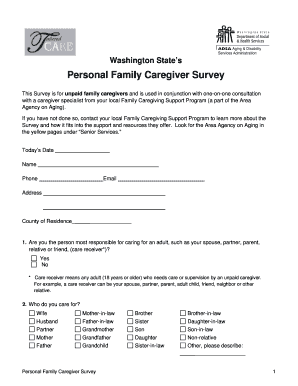 Washington State Personal Family Caregiver Survey