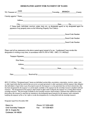 Designated Agent for Payment of Taxes