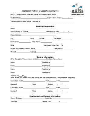 Rental Application Form