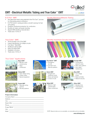 Electrical Metallic Tubing Specification Sheet