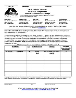 GNTC Financial Aid Verification Form