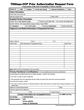 THSteps CCP Prior Authorization Request Form