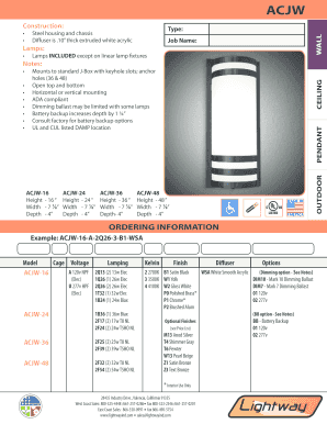 ACJW Outdoor Pendant Lighting Order Form