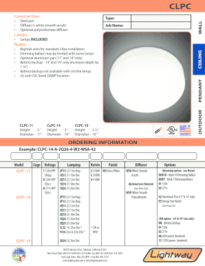 CLPC Outdoor Pendant Lighting Order Form