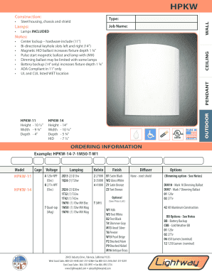 HPKW Pendant Light Order Form